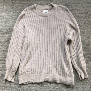 Aerie Oversized Fuzzy Sweater in Beige